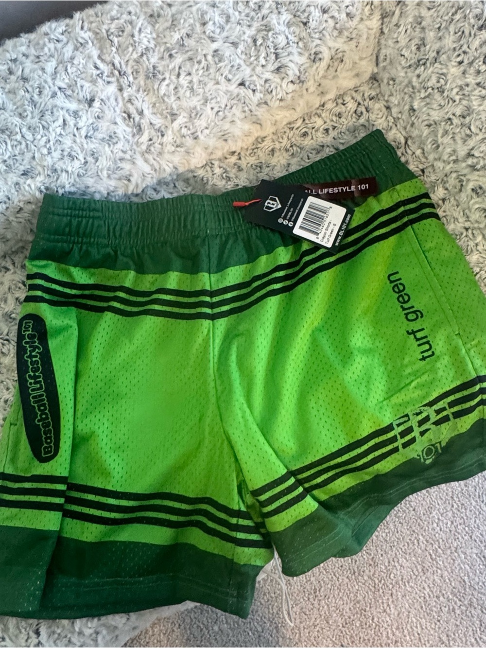Men's Athletic Shorts in Turf Green with Contrast Stripes